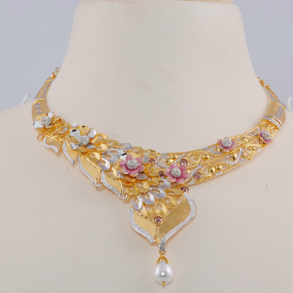 Mumbai Casting Rhodium Necklace - K. Lakshmana Achari Son Jewellers